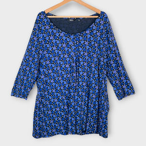 ULLA POPKEN Cotton Tunic Top Women's Plus Size 20/22 Blue EUC